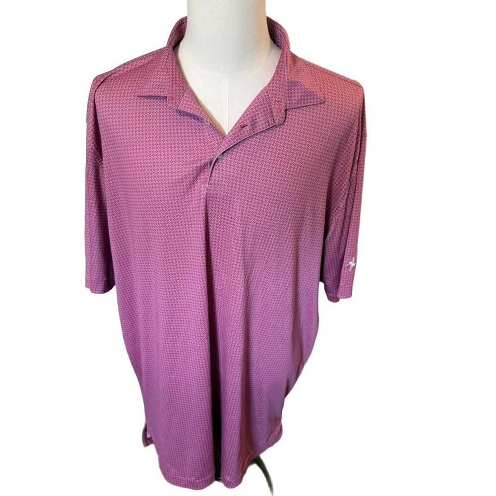 Peter Millar Summer Comfort Polo Shirt Size XL Pink Geo Print Golf